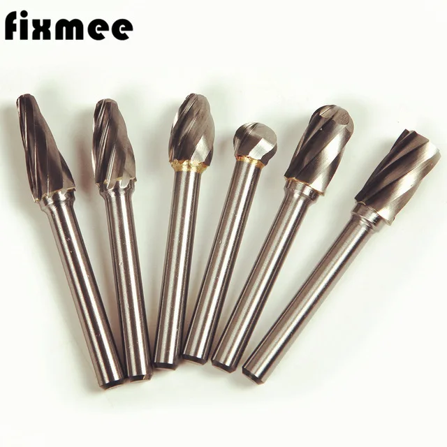 

Fixmee 6pcs 6*10mm Tungsten Carbide 8 Flutes Rotary Burrs Point File Cutter Drill Bit