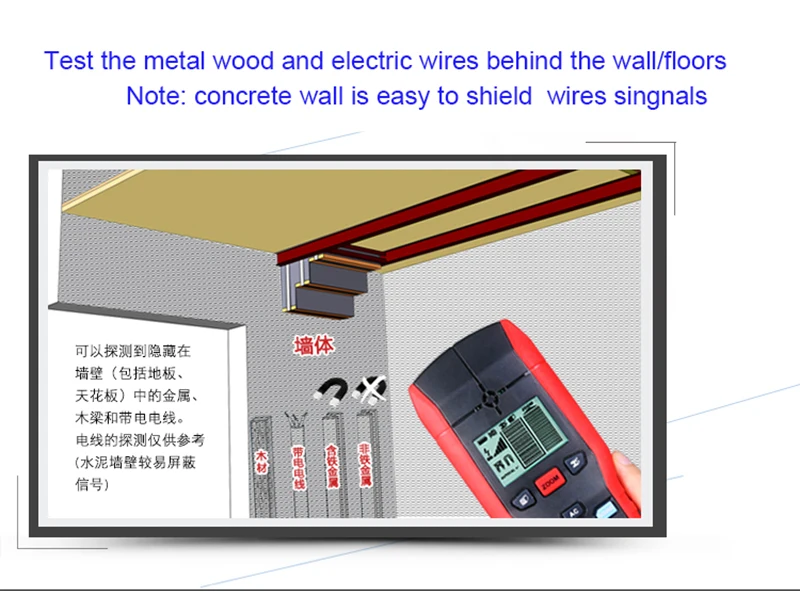 UNI-T UT387B Профессиональный настенный детектор тестер деревянный металлический кабель переменного тока Электрический провод искатель сканер точный инструмент обнаружения стены