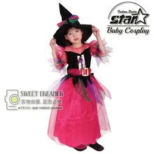2016 Wizards Costume for Girl Kids Party Dresses Witch Costume Fancy Dress Magician Party Performances Dress