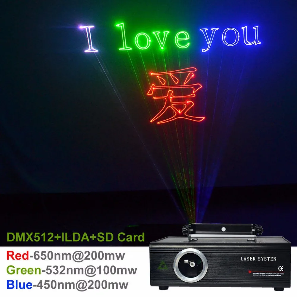AUCD Sd-kaart 24CH DMX ILDA Caleidoscoop RGB 500 mW Laser animatie Projector Podiumverlichting PRO DJ Show Party DIY Licht DA-F500