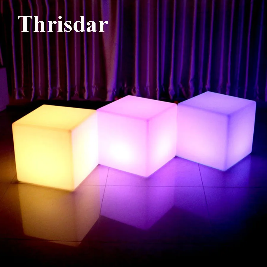 

Thrisdar D30CM RGB Led illuminated KTV Bar Cube Chair Light Rechargeable Outdoor Villa Garden Landscape Cube Stool Table Lamp