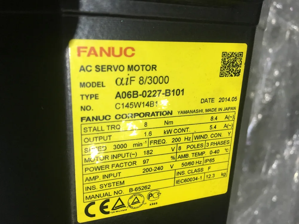 CNC kits Alpha iF 8/3000 FANUC AC SERVO MOTOR A06B-0227-B101 CNC kits Alpha iF 8/3000 FANUC AC SERVO MOTOR A06B-0227-B101
