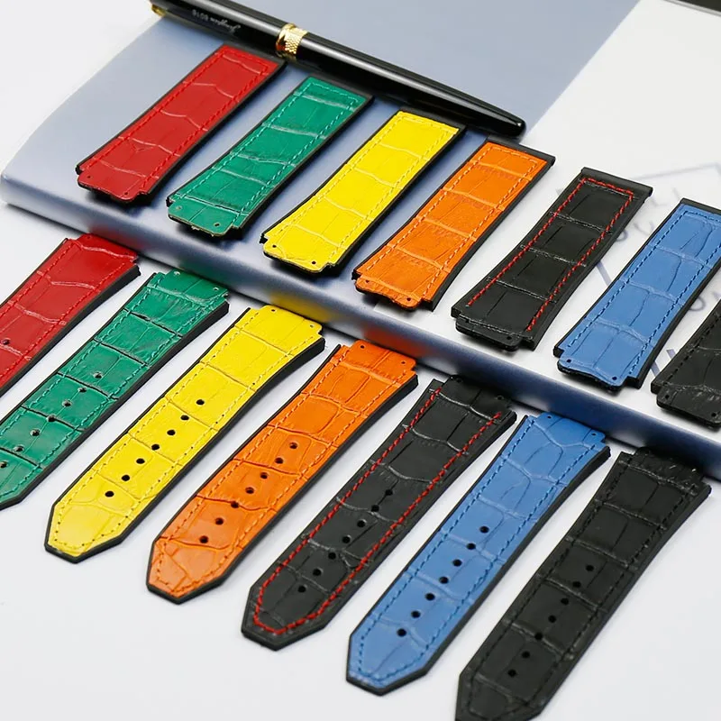 

Leather men's watch strap 19mmx25mm soft and comfortable waterproof and sweatproof suitable for HUBLOT ladies watch accessories