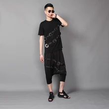 Летний корейский версия Тонкий железа кольцо с короткими рукавами и семь минут брюки костюм