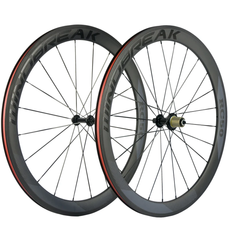 

Full 700 Carbon Wheel Carbon Fiber Road Wheel 50mm Clincher Carbon Wheelset Bicycle With Powerway R13