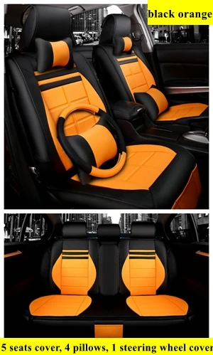 Кожаный чехол для сидения автомобиля для Хундай генезис купе getz grand starex i20 i30 i30 i40 ix 25 - Название цвета: Orange with Pillows
