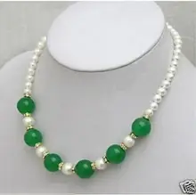 >>>@@ ENVÍO LIBRE>>>>>> Caliente venta nuevo Estilo encantador del jade verde y blanco perla 7-8 MM