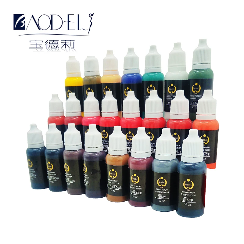 

23PcsInk Permanent Makeup Pigment 15Ml Cosmetic 23 Color Tattoo Ink Set Paint For Microblading Eyebrow Lip Body Makeup