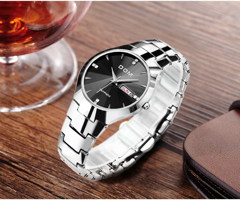 Часы для мужчин DOM бренд класса люкс наручные часы Неделя дисплей Водонепроницаемый Календарь Бизнес кварцевые мужские часы мальчик друг подарок W-698-1M2