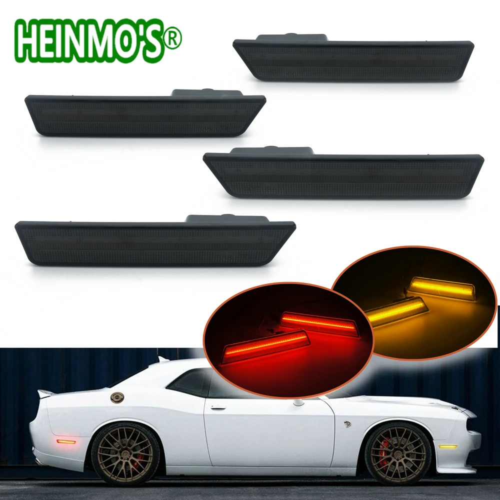 2 Pairs=1 For Front 1 For Rear Side Marker Lamps Turn Signals SMD LED Lights For Dodge Challenger 2008 2009 2010 2011 2012 2014 