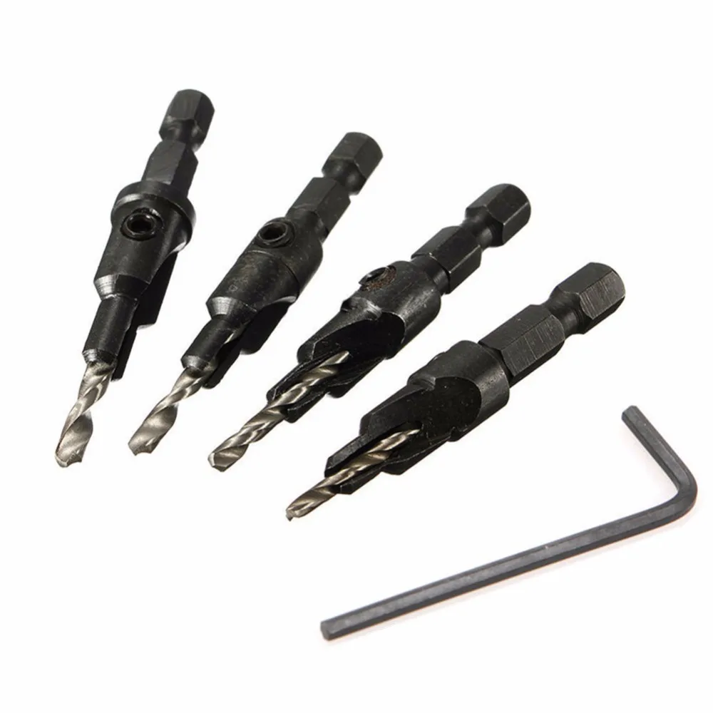 

1/4 Hex Shank Hole Dilating Drill Woodworking Power Tools Accessories Countersink Drill Cone Bit Set HY56