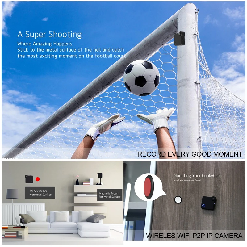 Маленькая мини камера cooky C1 720P WIFI P2P носимая IP датчик движения Велосипедное тело