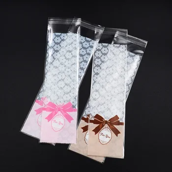 

100pcs 6*20cm Long Transparent Self-adhesive Seal OPP DIY Gift and Candy Packaging Bags Cookie Finger Biscuits Baking Bags
