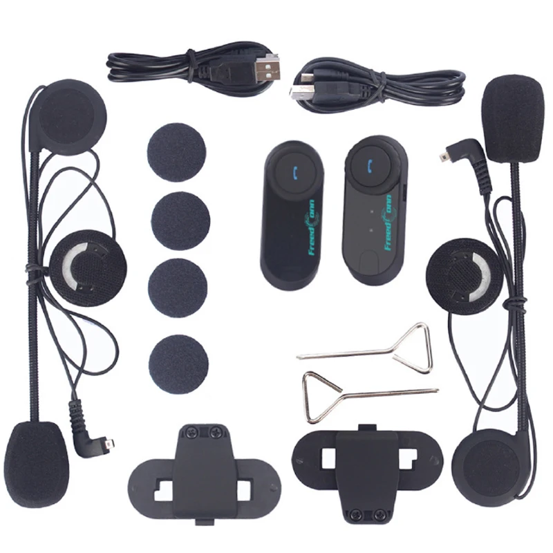 FreedConn T-COMVB мотоциклетный шлем Bluetooth Интерком переговорные гарнитура наушники Kit(2 шт. с Жесткий кабель