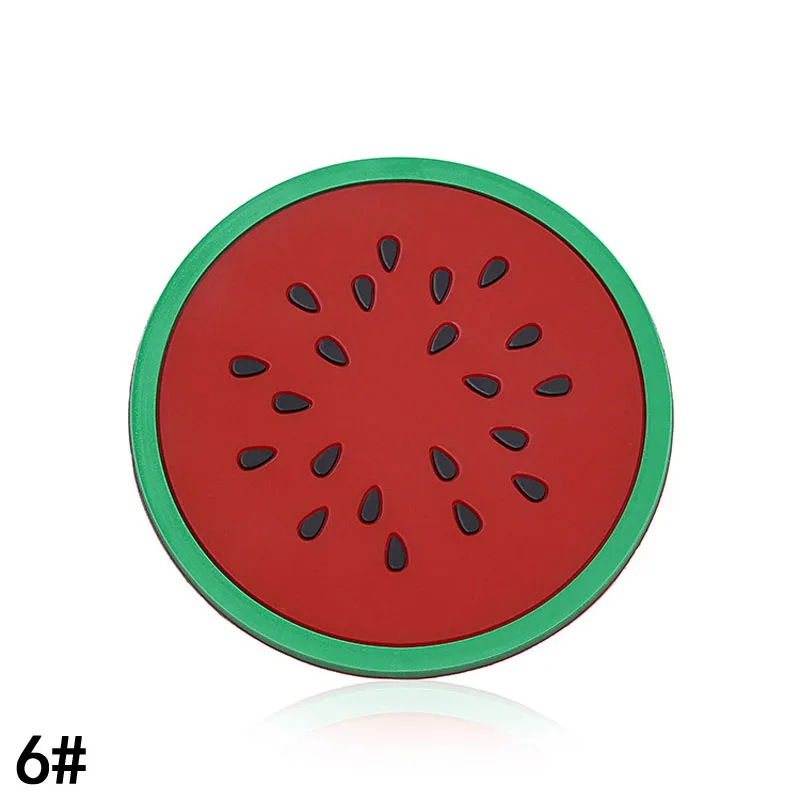 Горячие подставки креативные фрукты круглой формы противоскользящие Милые силиконовые коврики под чашку кухонный стол Декор - Цвет: Watermelon