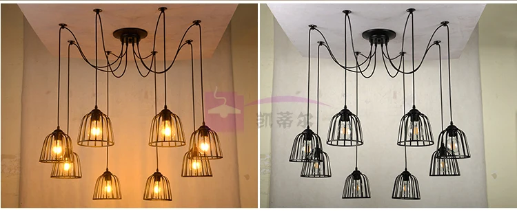 Винтажный подвесной светильник-паук, лампа Лофт E27, промышленное освещение, ретро Лофт, подвесные светильники для дома 110 В 220 В