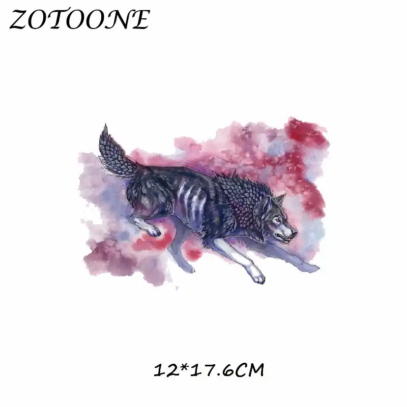 Крутая Акварельная нашивка ZOTOONE с волком для одежды термотрансферные Значки