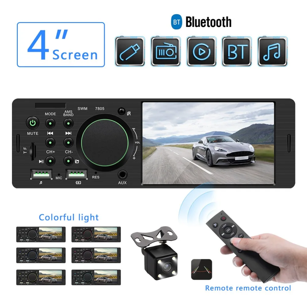 

Autoradio 1 din Car Radios 4.1 Inch Touch Screen Auto Stereo Multimedia MP5 Player Bluetooth View Camera Steering Wheel Control