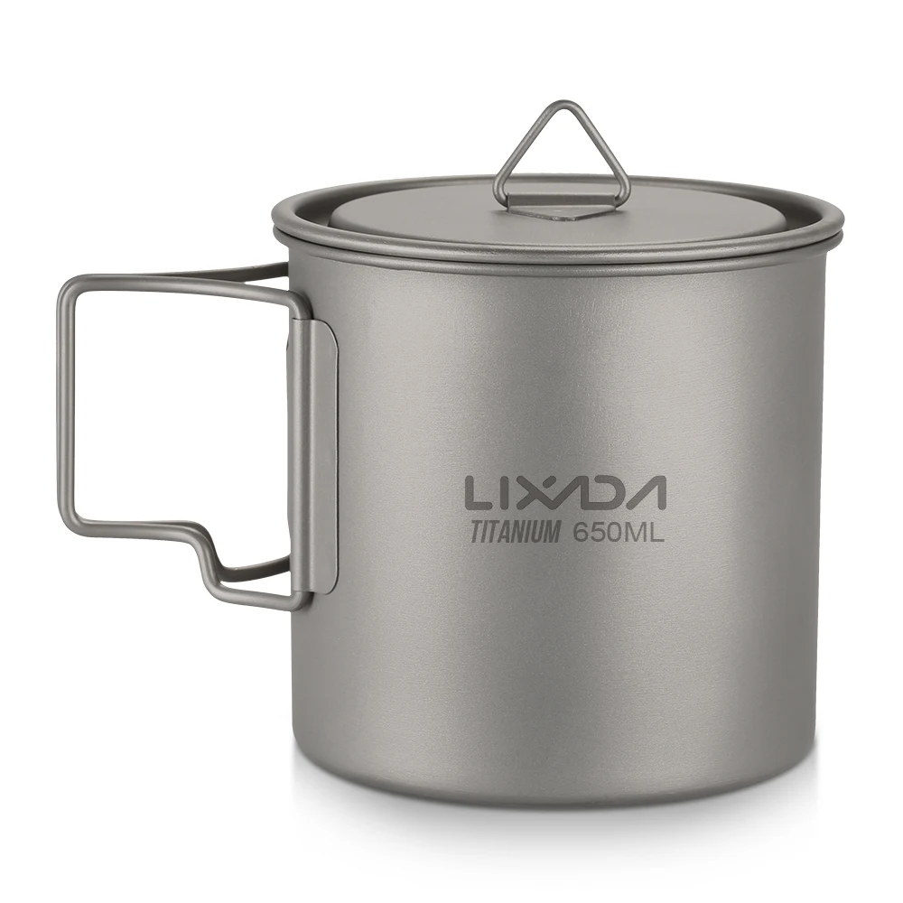 Lixada Ultralight Титан кофейная кружка в виде 300/350/550/650 мл открытый воды Кемпинг кухонная посуда воды кружка посуда с складная ручка