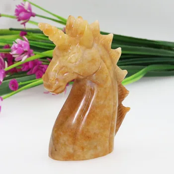 

3.6" Gobi Jade Carving Unicorn Crystal Skull Crystal Realistic Healing Furnishing Articles Figurine MT19