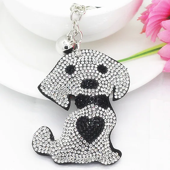 

Mix Colors New Car Keychain Dog Key Chain with Crystal Inlay Pearl Rhinestone Key Chain Cool gifts Key Women