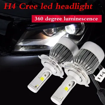 

2x H4 Hi/Lo LED COB 110W 6000k Car Headlight double Beam Lamps Kit Globes Bulbs 360 Degree Car Light Source Headlight bulb