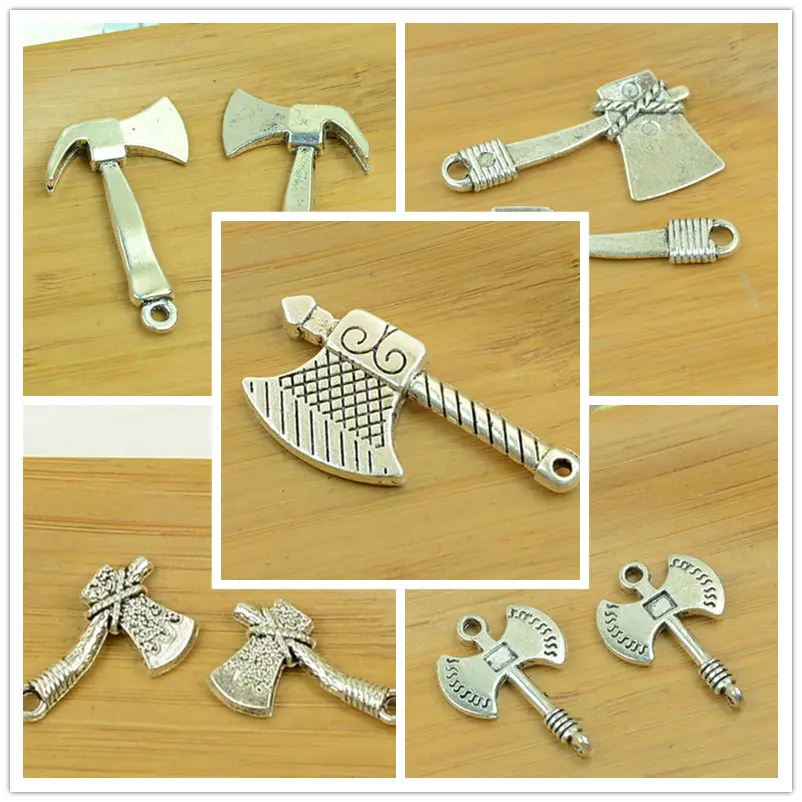 

axe/hatchet shape DIY antique silver alloy charm bracelet necklace chain pendant vintage jewelry making accessories findings