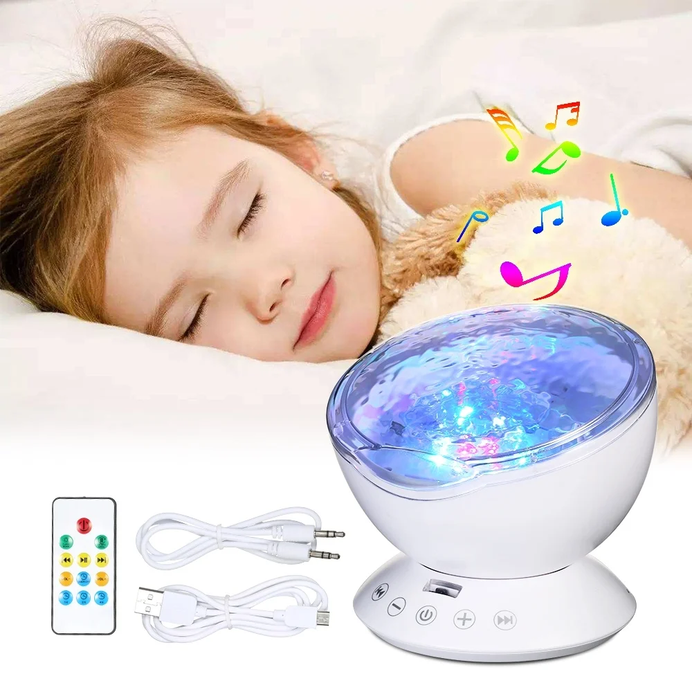 Ребенка ночник 12 светодиодный 7 цветов дети Океана Волна звезда пульт ДУ проектора Управление музыкальный плеер с динамиком светодиодный
