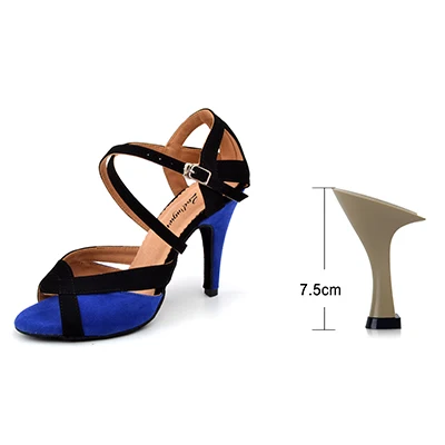 Ladingwu/Женская обувь для латинских танцев; фланелевая обувь для сальсы; женская Обувь для бальных танцев для девочек; цвет синий, красный; домашняя обувь с мягкой подошвой; обувь для танго - Цвет: Blue