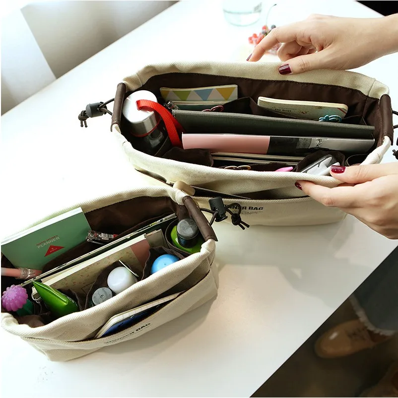 Canvas Purse Organizer Bag Organizer Insert with Compartments Makeup Organizer Handbag organizador trousse maquillage femme Canvas Purse Organizer Bag Organizer Insert with Compartments Makeup Organizer Handbag organizador trousse maquillage femme