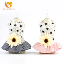DOGGYZSTYLE New Classic Dress Pets Dog Clothes Skirt Striped Princess Summer Skirt Sun Flower Dress For Small Dogs Chihuahua