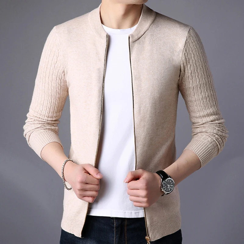 Liseaven الرجال سترة الذكور سترة بلون البلوزات تريكو الدافئة Sweatercoat محبوك الرجال الملابس
