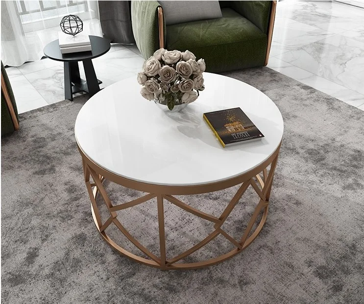 80cm Round Marble Coffee Table with Metallic Tones Brushed Steel Frame 80cm Round Marble Coffee Table with Metallic Tones Brushed Steel Frame