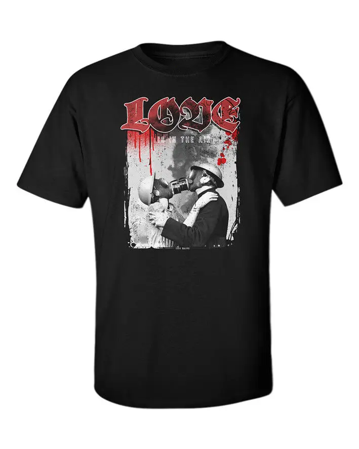 Love Is In The Air футболка стимпанк Для мужчин Газа Маска гот Heavy Metal Punk Rock принт хлопок
