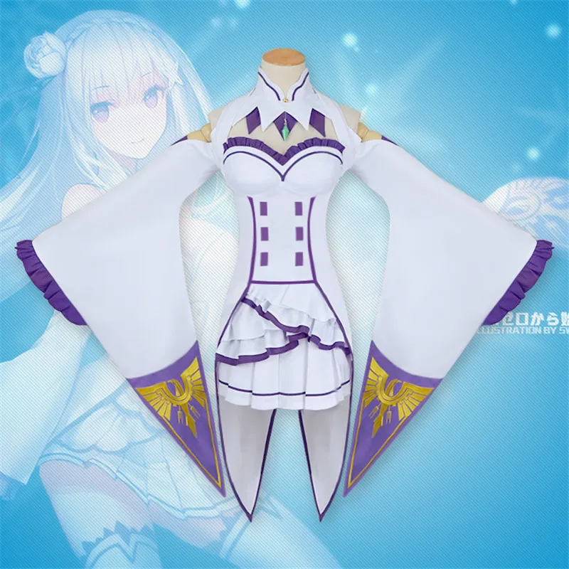 Аниме Re:zero Kara Hajimeru Isekai Seikatsu жизнь в другом мире Эмилия платье костюм для косплея