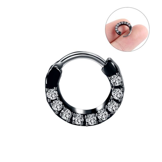 Copper Nose Hoop Septum Rings Crystal Ear Helix Clicker Piercings CZ Cartilage Daith Rook Earring Tragus Piercings Jewelry