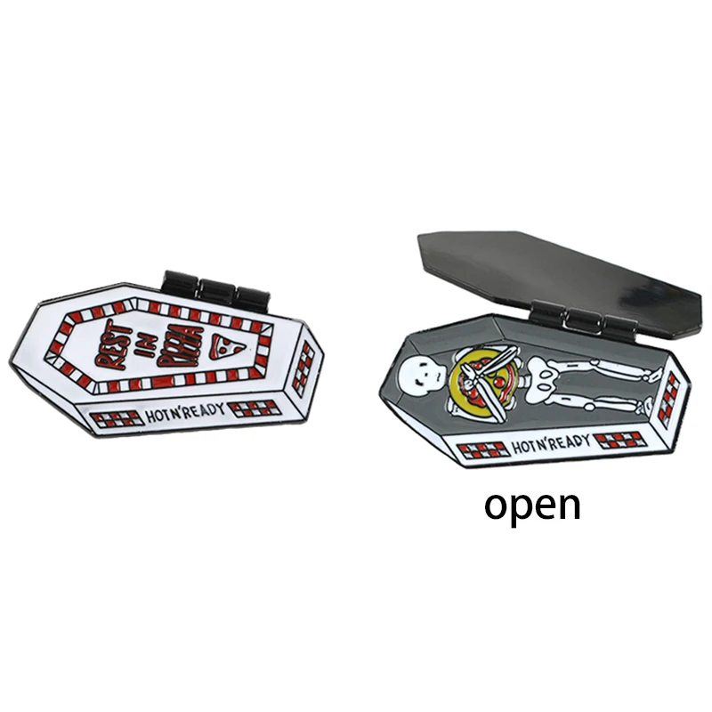 Коллекция чехлов с откидной крышкой, эмалированные булавки для пиццы, скелета, гроба, мешочек для брошек, одежды, нагрудные булавки, ленты, FBI, панк, крутые модные ювелирные изделия - Окраска металла: style1