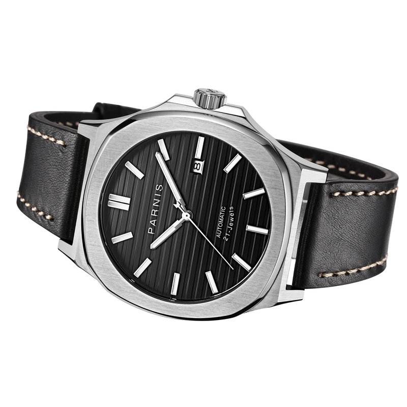 شحن مجاني Parnis ساعات آلية التلقائي ووتش الرجال ساعة اليد ساعة أعلى العلامة التجارية الفاخرة غواص الياقوت الكريستال Masculino