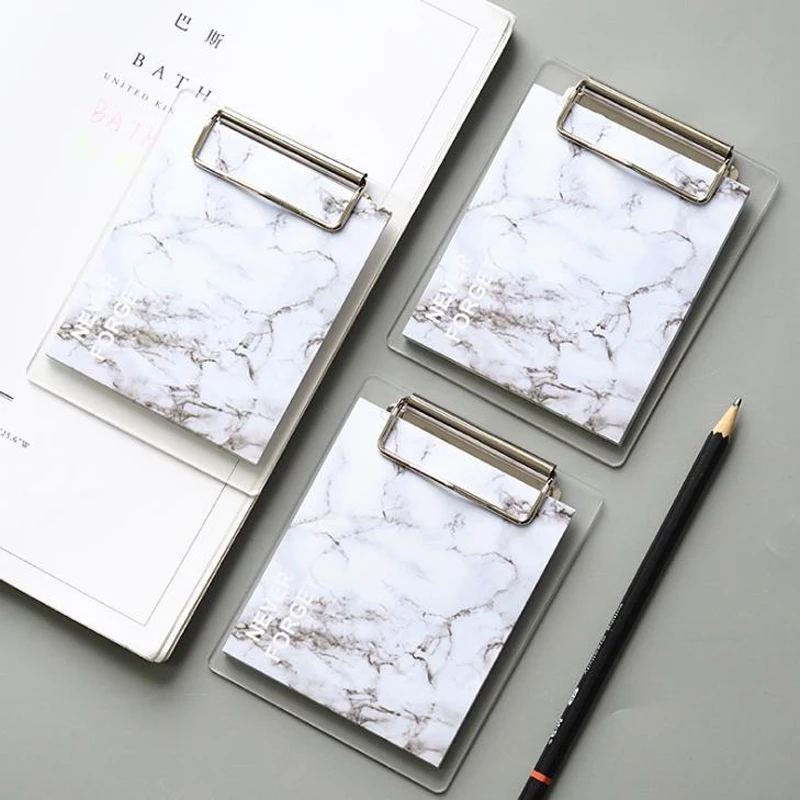 

1 Pcs Cute Marble Series Acrylic Clipboard File Folder Memo Pads Sticky Notes Writing Plate Clip Notepad Stationery Gifts