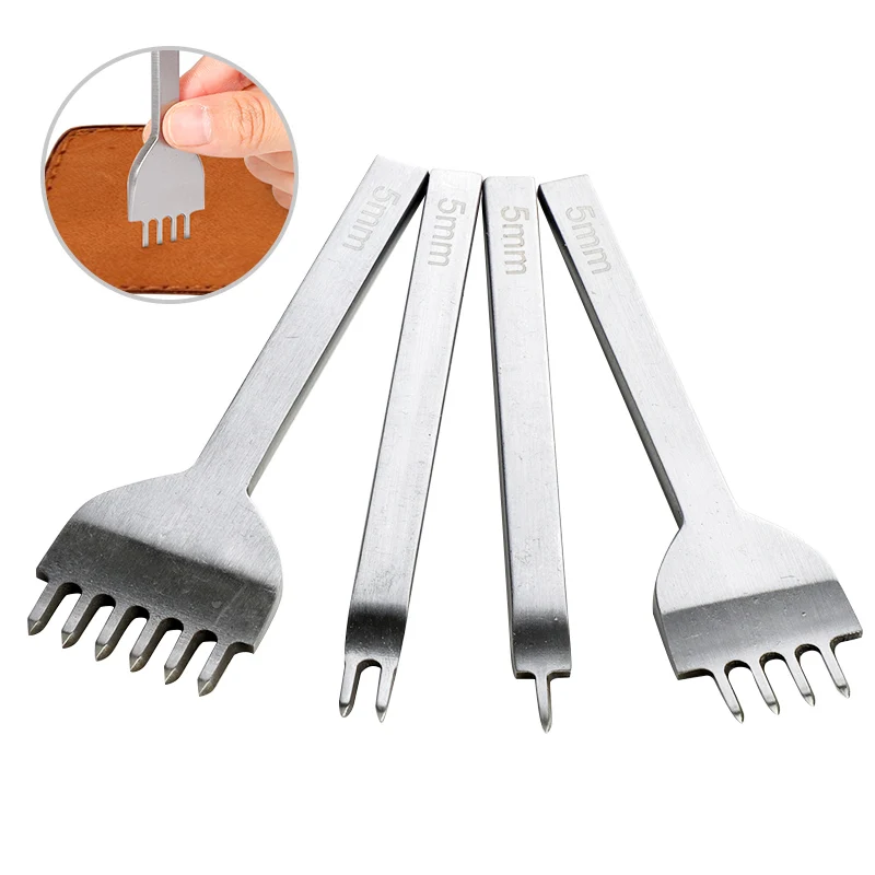 

4 Pcs/set Leather Craft Tools Hole Punches Lacing Stitching Tool Hand-stitched leather hole punches r leather tools