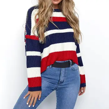 

Harajuku Women Pullovers Sweaters 2018 Striped Knitted Sweaters Women Oversize Girls Autumn Winter Loose Sweater