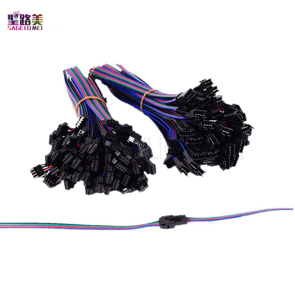 

Free shipping 100 Pair 4 Pin JST SM Connector Male to Female JST SM Plug Connector Cable for 5050/3528 RGB LED Strip Lights