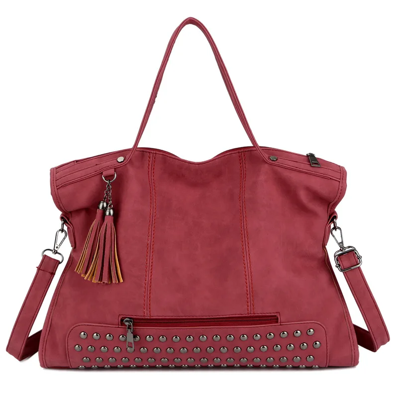 Online Feminina femenina de alta capacidad borla bandolera bolso de señora de estilo multiusos bolso de compras diario mujeres Vintage