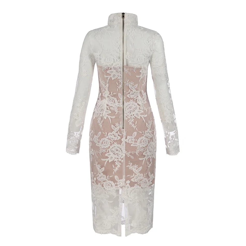 CIEMIILI 2018 Sexy Club Lace Women Dress Long Sleeve Fashion Evening Party Bandage Dresses White Elegant White Autumn Clothes CIEMIILI 2018 Sexy Club Lace Women Dress Long Sleeve Fashion Evening Party Bandage Dresses White Elegant White Autumn Clothes