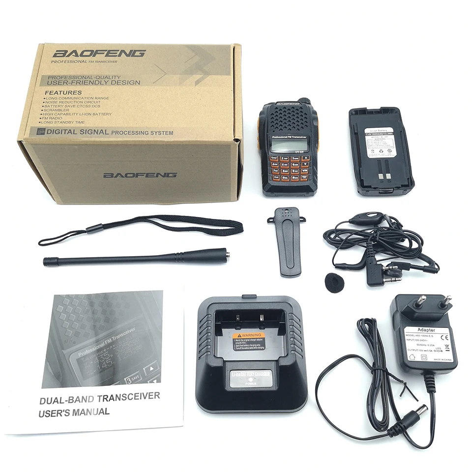 Baofeng UV-6R оранжевая клавиатура 7 Вт рация UHF VHF Двухдиапазонный UV 6R Walky Talky FM 128CH VOX Ham Радио UV6R для охотничья рация