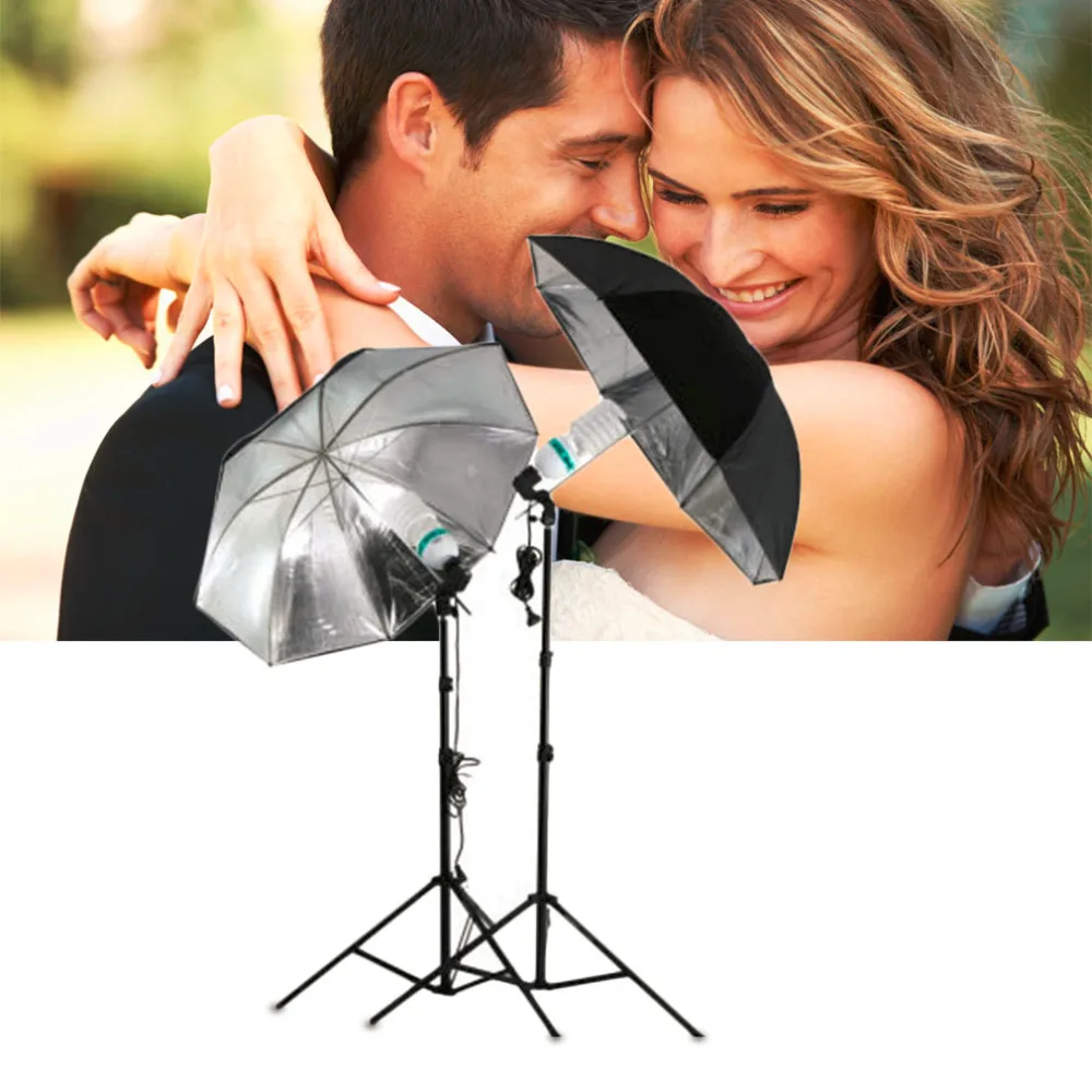 

1Pcs 83cm 33" Photo Studio Flash Light Grained Black Silver Umbrella Reflective Reflector Wholesale