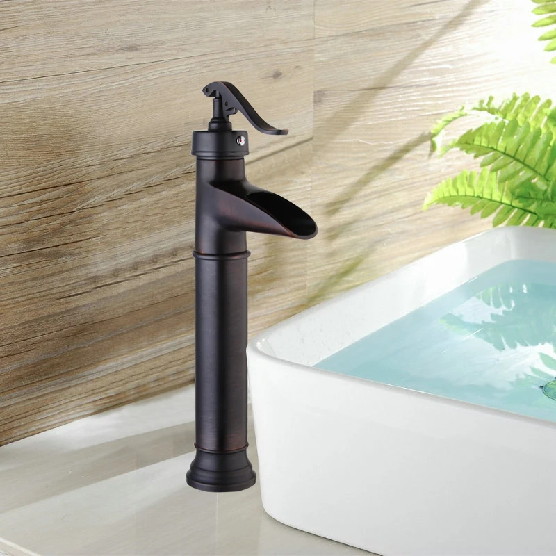 New Wholesale And Retail Deck Mount  Vanity Vessel Sinks Mixer Tap Cold And Hot Water Faucet  Waterfall Bathroom Faucets&Tap