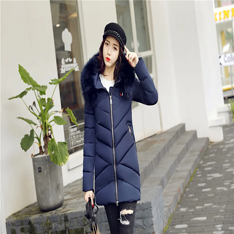 2018 Winter Jacket Women Large Fur Collar Down Wadded