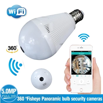 

LED Bulb Light 360 Degrees 720P WiFi Panoramic Camera Smart Home LED Lamp Wireless IP Camera 3D VR Fisheye Camera House Security