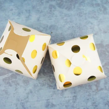 

9*9*5cm 10pcs gold dot mini Paper Box as Chocolate cookie wedding birthday Party Gifts Packaging favor box